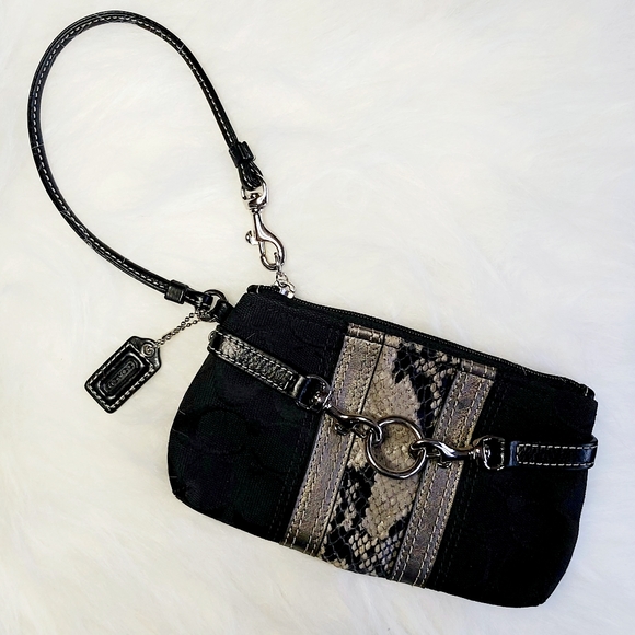 Coach Black Signature/Snakeskin Wr… - Picture 2 of 9
